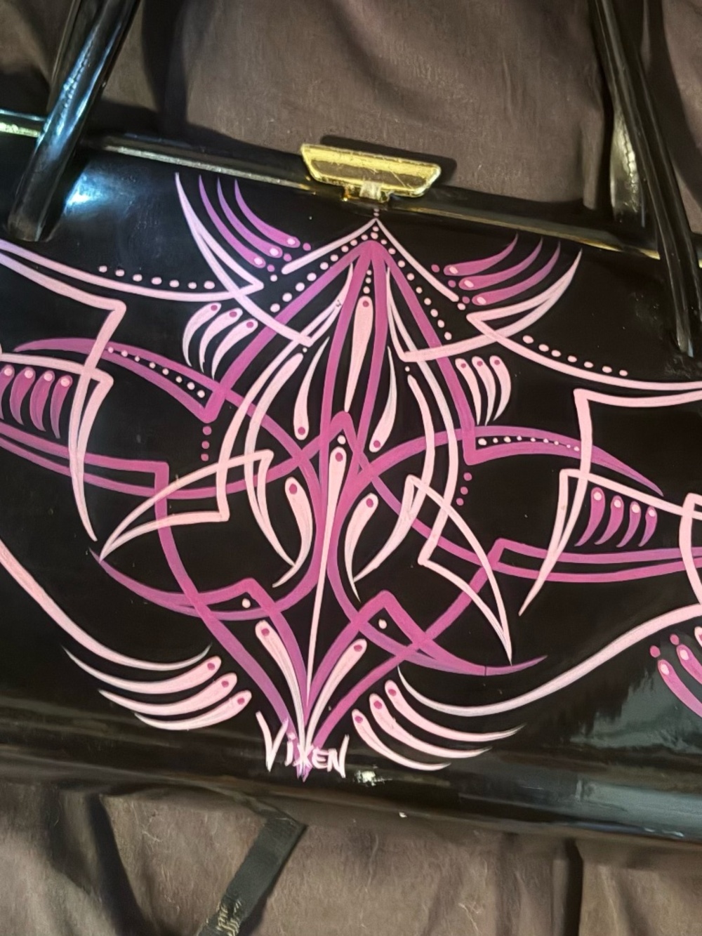 Vintage clutch purse with pin-striping